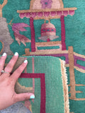 2x4 antique Chinese Art Deco Rug (#793) - Blue Parakeet Rugs