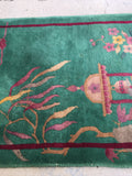 2x4 antique Chinese Art Deco Rug (#793) - Blue Parakeet Rugs