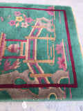 2x4 antique Chinese Art Deco Rug (#793) - Blue Parakeet Rugs