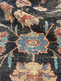 9'2 x 12'5 Antique charcoal ground Tabriz rug #2176ML / 9x13 Vintage Rug - Blue Parakeet Rugs