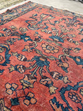 3'8 x 4'4 Antique floral Lilihan rug #2158 / 4x4 Vintage Rug - Blue Parakeet Rugs