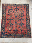 3'8 x 4'4 Antique floral Lilihan rug #2158 / 4x4 Vintage Rug - Blue Parakeet Rugs