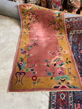 3' x 5'10 Antique Mauve Pink Chinese Art Deco Rug #2688 / 3x6 Pink Chinese rug - Blue Parakeet Rugs