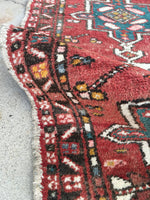 2' x 3' Gharajeh Heriz scatter rug (#796) - Blue Parakeet Rugs
