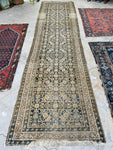 3'1 x 11'6 Antique Malayer runner #2159 / 3x12 Vintage Runner - Blue Parakeet Rugs
