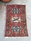 2' x 3' Gharajeh Heriz scatter rug (#796) - Blue Parakeet Rugs