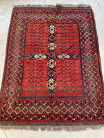 4’3 X 6’ Vintage Afghani Rug #1832 / Small Vintage Rug / 4x6 Vintage Rug - Blue Parakeet Rugs