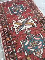 2' x 3' Gharajeh Heriz scatter rug (#796) - Blue Parakeet Rugs