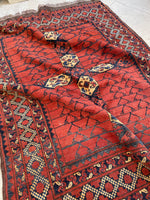 4’3 X 6’ Vintage Afghani Rug #1832 / Small Vintage Rug / 4x6 Vintage Rug - Blue Parakeet Rugs