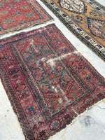 3'4 x 4'7 loveworn antique Hamadan rug (#627) - Blue Parakeet Rugs