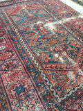 3'4 x 4'7 loveworn antique Hamadan rug (#627) - Blue Parakeet Rugs