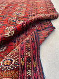 3’10 X 5’10 Antique Turkoman Rug #1833 / Small Vintage Rug / 4x6 Vintage Rug - Blue Parakeet Rugs
