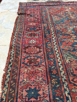 3'4 x 4'7 loveworn antique Hamadan rug (#627) - Blue Parakeet Rugs