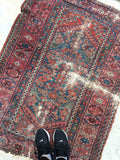 3'4 x 4'7 loveworn antique Hamadan rug (#627) - Blue Parakeet Rugs