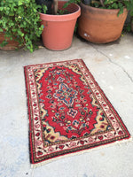 1'6 x 2'5 antique Persian rug mat (#797) - Blue Parakeet Rugs