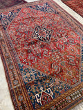 5’7 X 8’2 Antique tribal 1920s rug #1836 / Large Vintage Rug / 6x8 Vintage Rug - Blue Parakeet Rugs