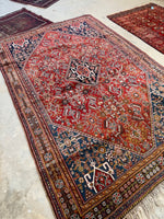 5’7 X 8’2 Antique tribal 1920s rug #1836 / Large Vintage Rug / 6x8 Vintage Rug - Blue Parakeet Rugs