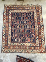 4' x 4'10 Antique square Afshar rug #2163 / 4x5 Vintage Rug - Blue Parakeet Rugs