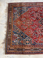 5’7 X 8’2 Antique tribal 1920s rug #1836 / Large Vintage Rug / 6x8 Vintage Rug - Blue Parakeet Rugs