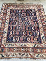 4' x 4'10 Antique square Afshar rug #2163 / 4x5 Vintage Rug - Blue Parakeet Rugs