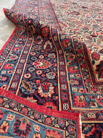 9 x 10 Antique Ivory ground Mashhad rug #1984 / 9x10 Vintage rug - Blue Parakeet Rugs