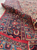 9 x 10 Antique Ivory ground Mashhad rug #1984 / 9x10 Vintage rug - Blue Parakeet Rugs