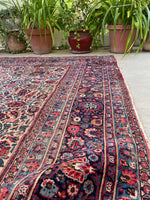 9 x 10 Antique Ivory ground Mashhad rug #1984 / 9x10 Vintage rug - Blue Parakeet Rugs