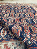4' x 4'10 Antique square Afshar rug #2163 / 4x5 Vintage Rug - Blue Parakeet Rugs