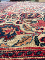 9 x 10 Antique Ivory ground Mashhad rug #1984 / 9x10 Vintage rug - Blue Parakeet Rugs