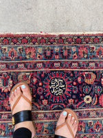 9 x 10 Antique Ivory ground Mashhad rug #1984 / 9x10 Vintage rug - Blue Parakeet Rugs