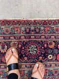 9 x 10 Antique Ivory ground Mashhad rug #1984 / 9x10 Vintage rug - Blue Parakeet Rugs