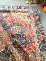 9'7 x 12'6 Antique Heriz Rug / Large Vintage Rug (#1354) - Blue Parakeet Rugs