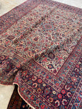 9 x 10 Antique Ivory ground Mashhad rug #1984 / 9x10 Vintage rug - Blue Parakeet Rugs