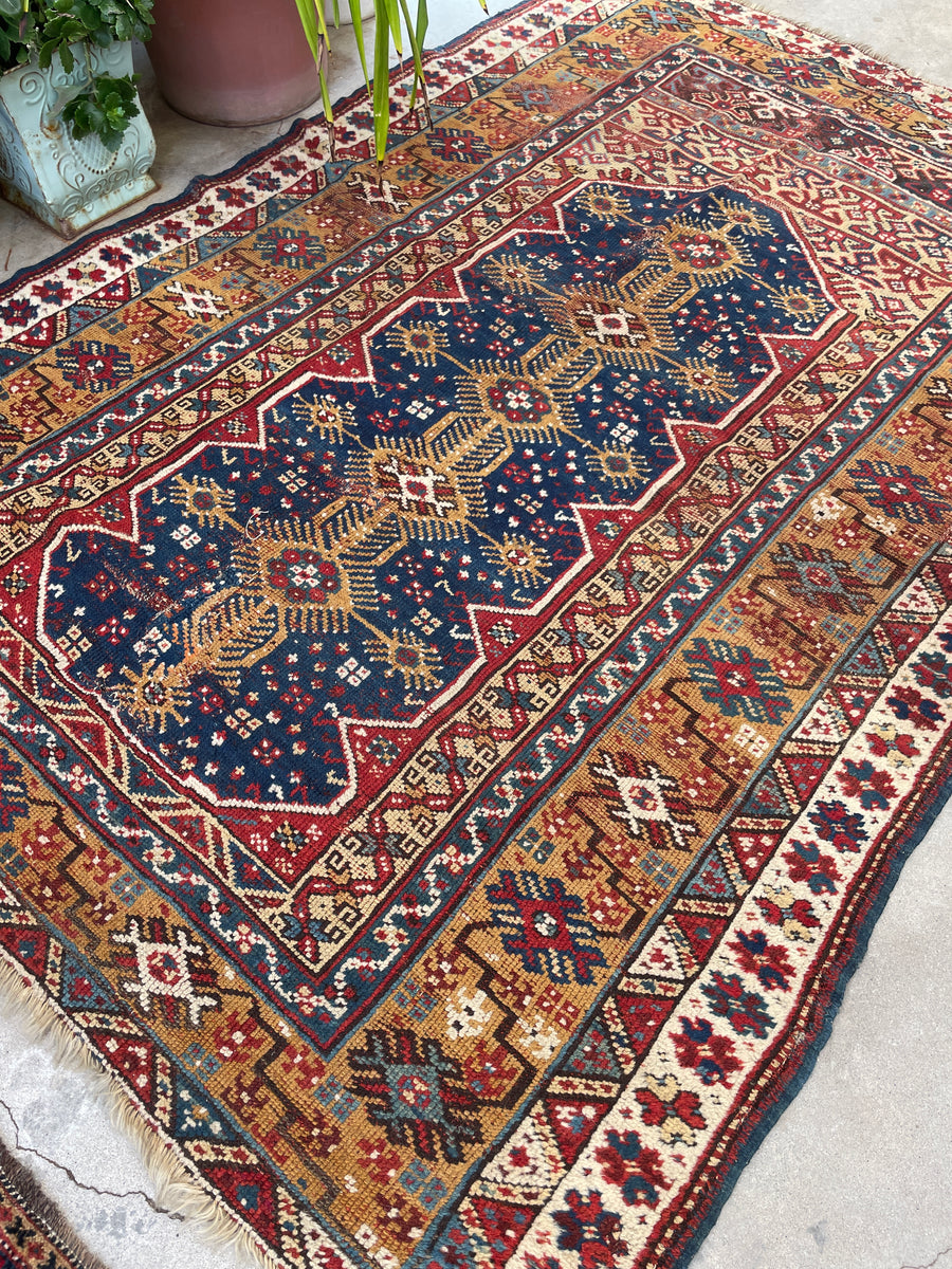 5' x 6'7 Antique Persian rug #2341 – Blue Parakeet Rugs