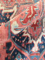 9'7 x 12'6 Antique Heriz Rug / Large Vintage Rug (#1354) - Blue Parakeet Rugs
