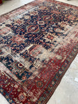 7'10 x 11' Antique battered and bruised Heriz rug #1985 / 8x11 Vintage rug - Blue Parakeet Rugs