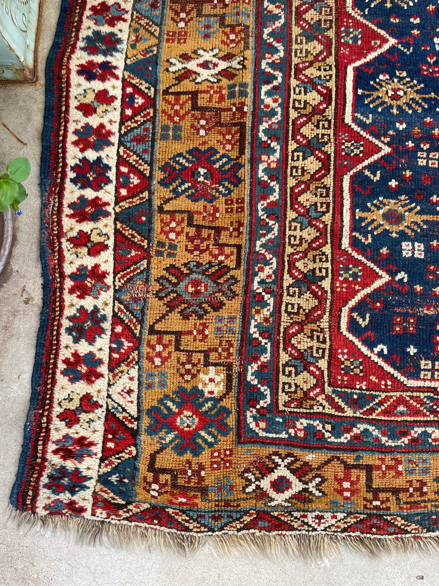 Assyrian Rug 5' x 6'7 Antique Persian rug #2341 – Blue Parakeet Rugs