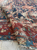 7'10 x 11' Antique battered and bruised Heriz rug #1985 / 8x11 Vintage rug - Blue Parakeet Rugs