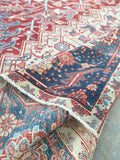 9'7 x 12'6 Antique Heriz Rug / Large Vintage Rug (#1354) - Blue Parakeet Rugs