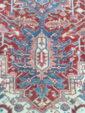 9'7 x 12'6 Antique Heriz Rug / Large Vintage Rug (#1354) - Blue Parakeet Rugs