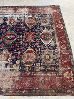 7'10 x 11' Antique battered and bruised Heriz rug #1985 / 8x11 Vintage rug - Blue Parakeet Rugs