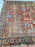 7'9 x 10'8 love worn Antique Persian Heriz rug (#1128ml) - Blue Parakeet Rugs