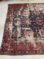 7'10 x 11' Antique battered and bruised Heriz rug #1985 / 8x11 Vintage rug - Blue Parakeet Rugs