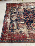 7'10 x 11' Antique battered and bruised Heriz rug #1985 / 8x11 Vintage rug - Blue Parakeet Rugs