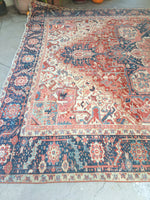 9'7 x 12'6 Antique Heriz Rug / Large Vintage Rug (#1354) - Blue Parakeet Rugs
