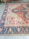 9'7 x 12'6 Antique Heriz Rug / Large Vintage Rug (#1354) - Blue Parakeet Rugs