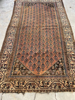 4'6 x 8' Antique Persian Kurdish rug #2169 / 5x8 Vintage Rug - Blue Parakeet Rugs