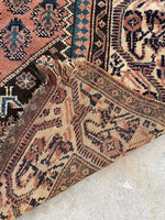 4'6 x 8' Antique Persian Kurdish rug #2169 / 5x8 Vintage Rug - Blue Parakeet Rugs