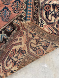 4'6 x 8' Antique Persian Kurdish rug #2169 / 5x8 Vintage Rug - Blue Parakeet Rugs