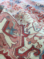 9'7 x 12'6 Antique Heriz Rug / Large Vintage Rug (#1354) - Blue Parakeet Rugs